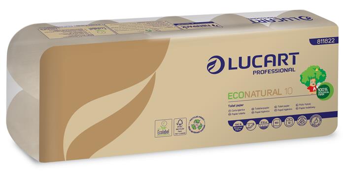 Toalettpapír, 2 rétegű, 10 tekercs, kistekercses, 19,8 m, LUCART, EcoNatural10