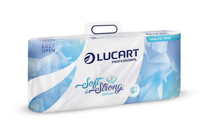 Toalettpapír, 3 rétegű, kistekercses, 10 tekercs, LUCART Soft and Strong, fehér