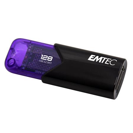 Pendrive, 128GB, USB 3.2, EMTEC B110 Click Easy, fekete-lila