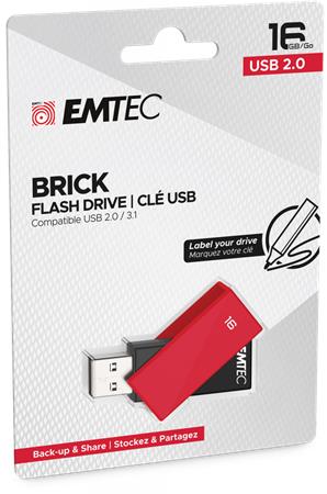 Pendrive, 16GB, USB 2.0, EMTEC C350 Brick, piros