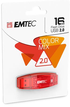 Pendrive, 16GB, USB 2.0, EMTEC C410 Color, piros