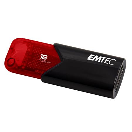 Pendrive, 16GB, USB 3.2, EMTEC B110 Click Easy, fekete-piros