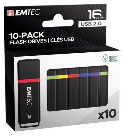 Pendrive, 16GB, 10 db, USB 2.0, EMTEC K100 Mini Box