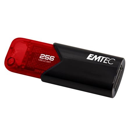 Pendrive, 256GB, USB 3.2, EMTEC B110 Click Easy, fekete-piros