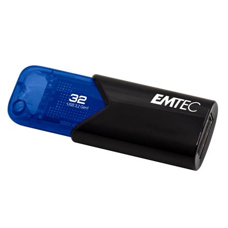 Pendrive, 32GB, USB 3.2, EMTEC B110 Click Easy, fekete-kék