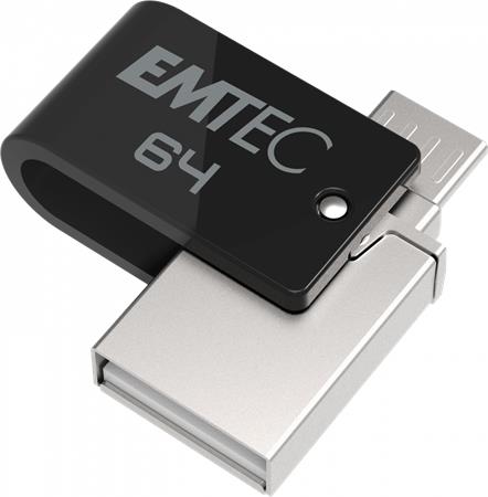 Pendrive, 64GB, USB 2.0, USB-A/microUSB, EMTEC T260B Mobile&Go