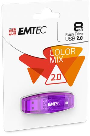 Pendrive, 8GB, USB 2.0, EMTEC C410 Color, lila