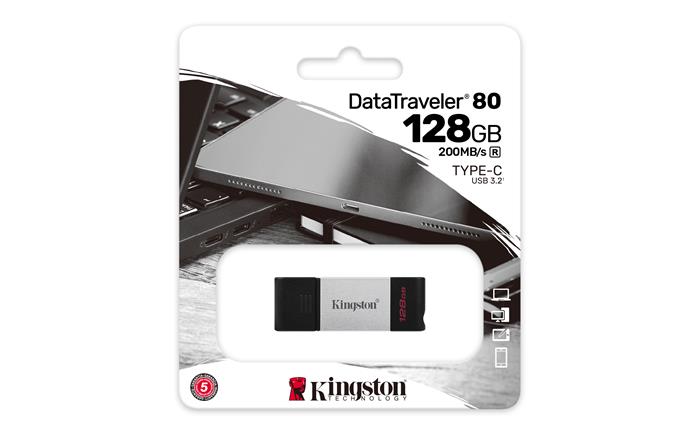 Pendrive, 128GB, USB-C, KINGSTON DataTraveler 80