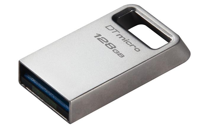 Pendrive, 128GB, USB 3.2, 200MB, fém, KINGSTON DT Micro Gen2
