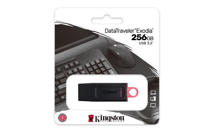 Pendrive, 256GB, USB 3.2, KINGSTON DataTraveler Exodia, fekete-rózsaszín