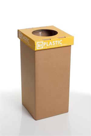 Szelektív hulladékgyűjtő, újrahasznosított, angol felirat, 20 l, RECOBIN Mini, sárga