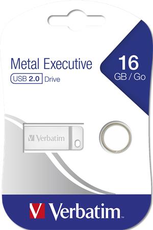 Pendrive, 16GB, USB 2.0, VERBATIM Executive Metal, ezüst