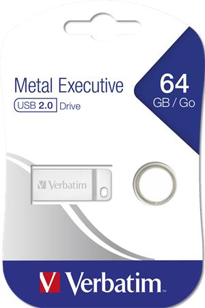 Pendrive, 64GB, USB 2.0,  VERBATIM Executive Metal, ezüst