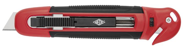 Univerzális kés, 18 mm, fóliavágóval, WEDO, Safety piros/fekete