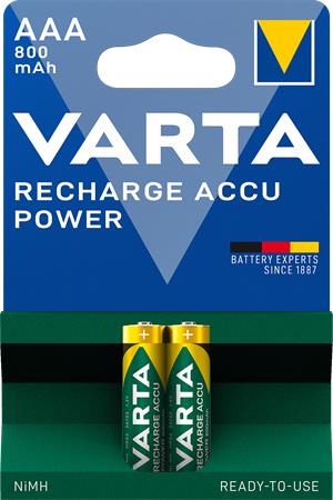 Tölthető elem, AAA mikro, 2x800 mAh, előtöltött, VARTA Power