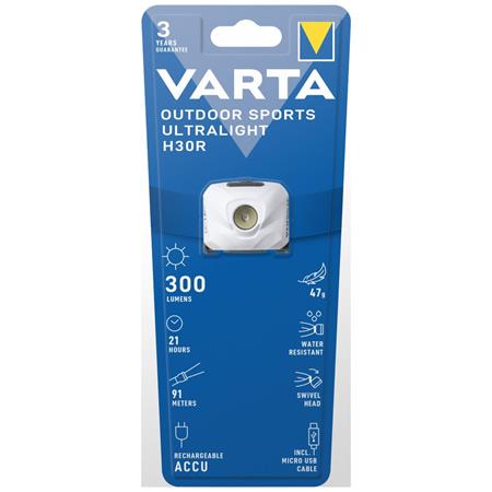 Fejlámpa, LED, kültéri, VARTA Ultralight H30R, fehér