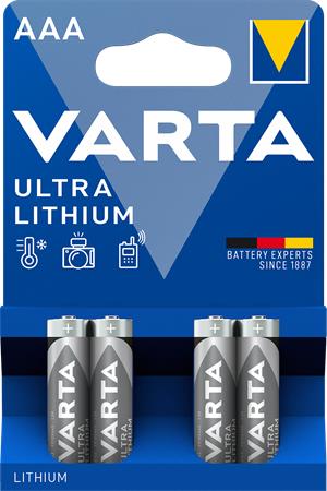 Elem, AAA mikro, 4 db, lítium, VARTA Ultra Lithium