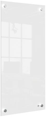 Üzenőtábla, üveg, fali, keskeny, 30x60 cm, NOBO Home, fehér