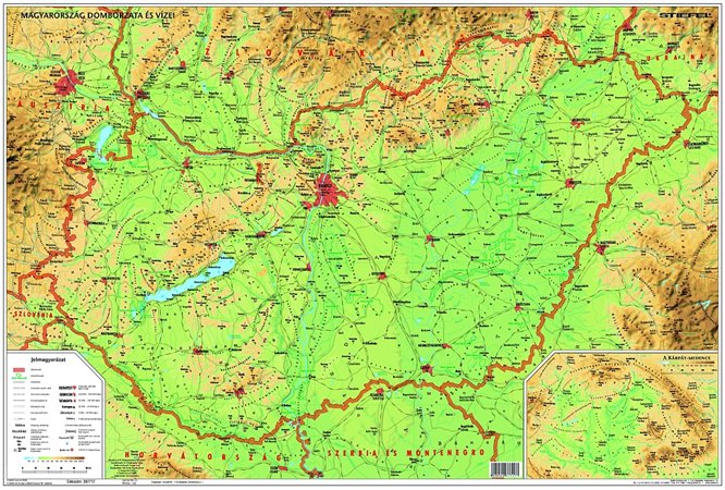 Könyökalátét, kétoldalas, STIEFEL Magyarország domborzata/ Kárpát medence domborzata 