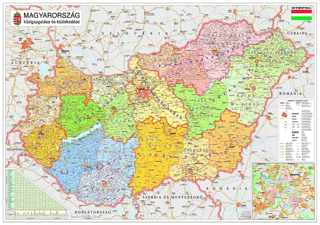 Könyökalátét, kétoldalas, STIEFEL Magyarország Közigazg./ Mo. autótérkép