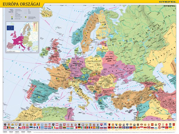 Könyökalátét, kétoldalas, STIEFEL, Európa országai/Európa gyerektérkép