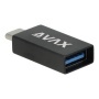 Adapter, USB-A anya/USB-C apa, AVAX 'AD602 Connect+', fekete