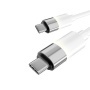 Töltőkábel, USB-C - USB-C, 60W, 1 m, AVAX CB316 Glowy, fehér