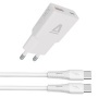 Hálózati töltő + USB-C - USB-C kábel, 1,5 m,  AVAX 'CH6413', fehér