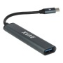 USB-C elosztó-HUB, 4 port, USB 3.0, AVAX HB601, fekete