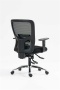 Irodai szék, karfás, fekete szövetborítás, feszített hálós háttámla, fekete lábkereszt, MAYAH HD, fekete