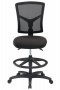 Magasított irodai munkaszék lábtartó gyűrűvel, fekete szövetborítás, hálós háttámla, MAYAH Matrix II, fekete