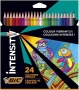 Színes ceruza készlet, háromszögletű, BIC 'Intensity Up', 24 különböző szín