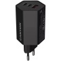 Hálózati töltő, 1xUSB-A, 2xUSB-C, 65W, CANYON 'Hexagon 65', fekete