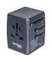 Utazóadapter, univerzális, gyorstöltő, DONAU Travel 904, fekete