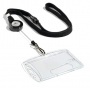 Azonosítókártya-tartó, kihúzható, patentos, fekete nyakba akasztóval, DURABLE