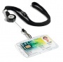 Azonosítókártya-tartó, kihúzható, patentos, fekete nyakba akasztóval, DURABLE