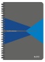 Spirálfüzet, A5, kockás, 90 lap, laminált karton borító, LEITZ 'Office', szürke-kék