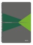 Spirálfüzet, A4, kockás, 90 lap, laminált karton borító, LEITZ 'Office', szürke-zöld
