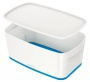 Tároló doboz, fedővel, kicsi, LEITZ 'MyBox', fehér-kék