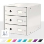 Irattároló, laminált karton, 3 fiókos, LEITZ Click&Store, fehér