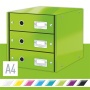 Irattároló, laminált karton, 3 fiókos, LEITZ Click&Store, zöld