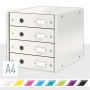 Irattároló, laminált karton,  4 fiókos, LEITZ Click&Store, fehér