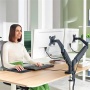 Monitortartó-kar, kettő monitorhoz, LEITZ Ergo Dual, sötétszürke
