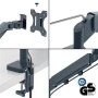 Monitor- és laptoptartó-kar, LEITZ Ergo Dual, sötétszürke