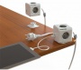 Elosztó, 4 aljzat, 2 USB csatlakozó, 1,5 m kábelhosszúság, ALLOCACOC PowerCube Extended USB DE, fehér-szürke