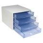 Irattároló, műanyag, 4 fiókos, EXACOMPTA Ecobox Linicolor, jégkék