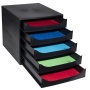 Irattároló, műanyag, 5 fiókos, EXACOMPTA Ecobox ExoBlack, fekete