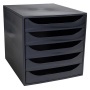Irattároló, műanyag, 5 fiókos, EXACOMPTA 'Ecobox ExoBlack', fekete