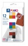 Gyurma, készlet, 12x25 g, égethető, FIMO 'Leather Effect', 12 különböző szín