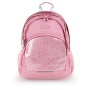 Hátizsák, iskolatáska, cipzáras, GABOL 'Glam', rózsaszín csillámos